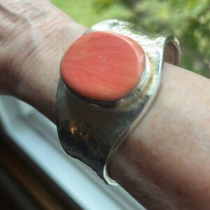 Silver and Coral Bracelet